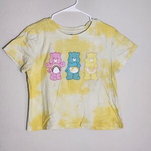 Care Bears Tie Dye Graphic Tee Womens M Yellow White Short Sleeve Shirt